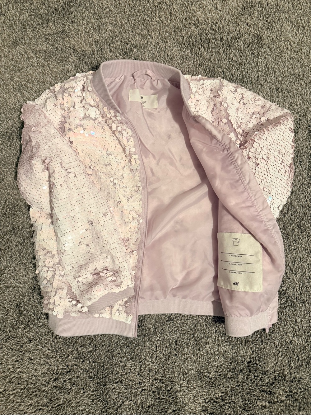 H&M Violet Sequin Bomber Jacket